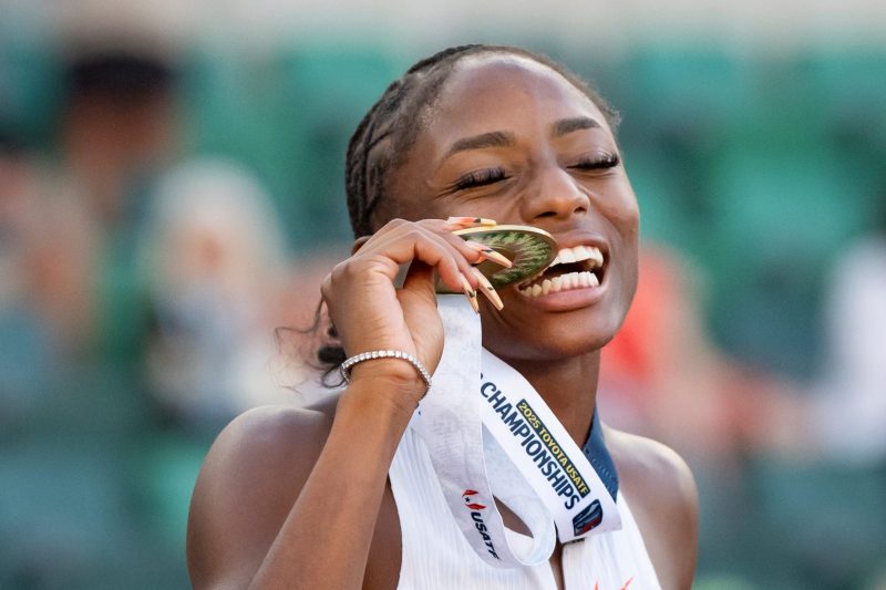 Vashti Cunningham leaps for gold, Melissa Jefferson-Wooden makes statement in 100