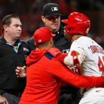Watch: Ejected Cardinals player tosses bat that hits own coach